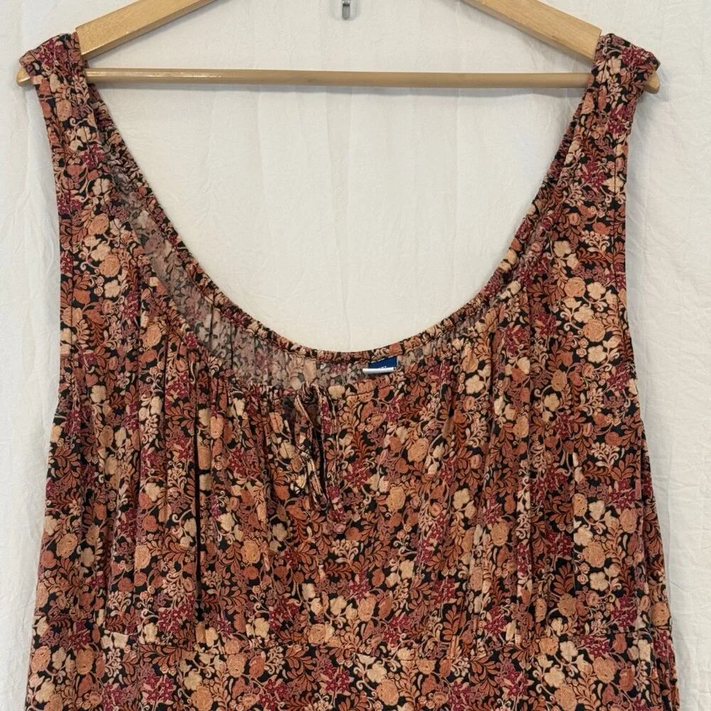 Old Navy Waist-Defined Floral Midi Dress‎ XXL Peasant Cottage Babydoll Milkmaid
